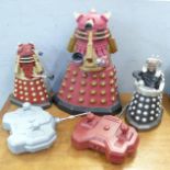 Doctor Who; two remote control Daleks and a toy Dalek