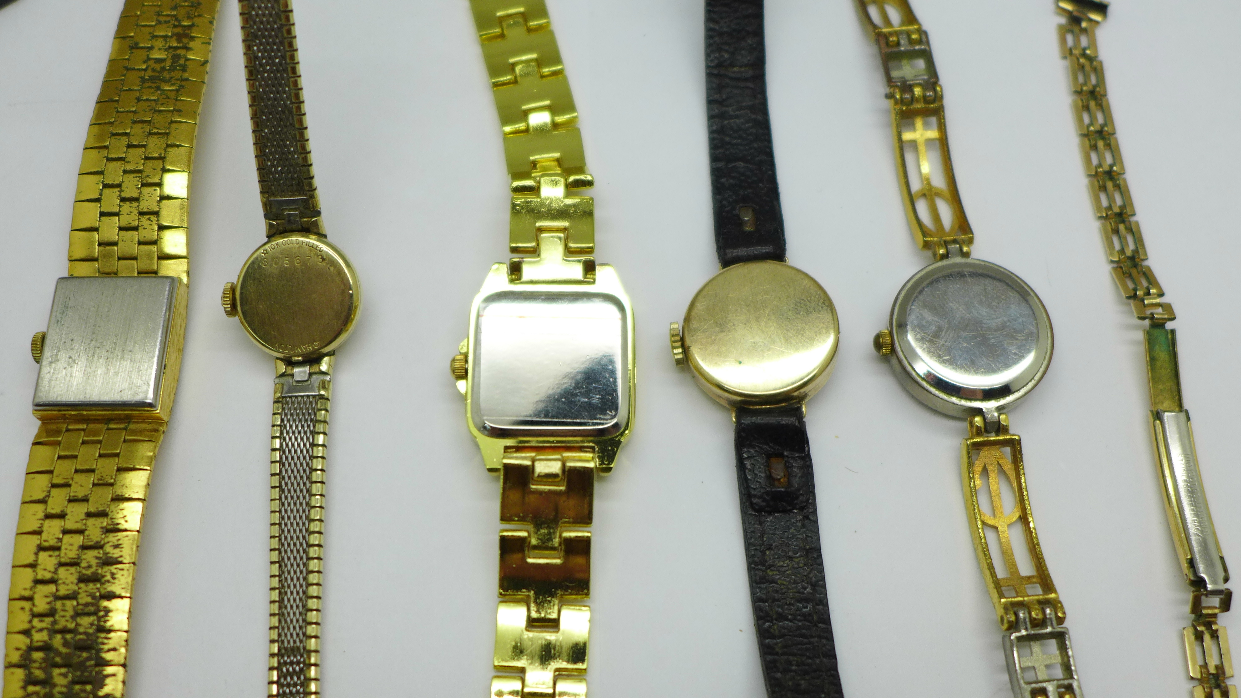 Two lady's 9ct gold cased wristwatches, including Verity with mother of pearl dial, a gold plated - Image 7 of 7