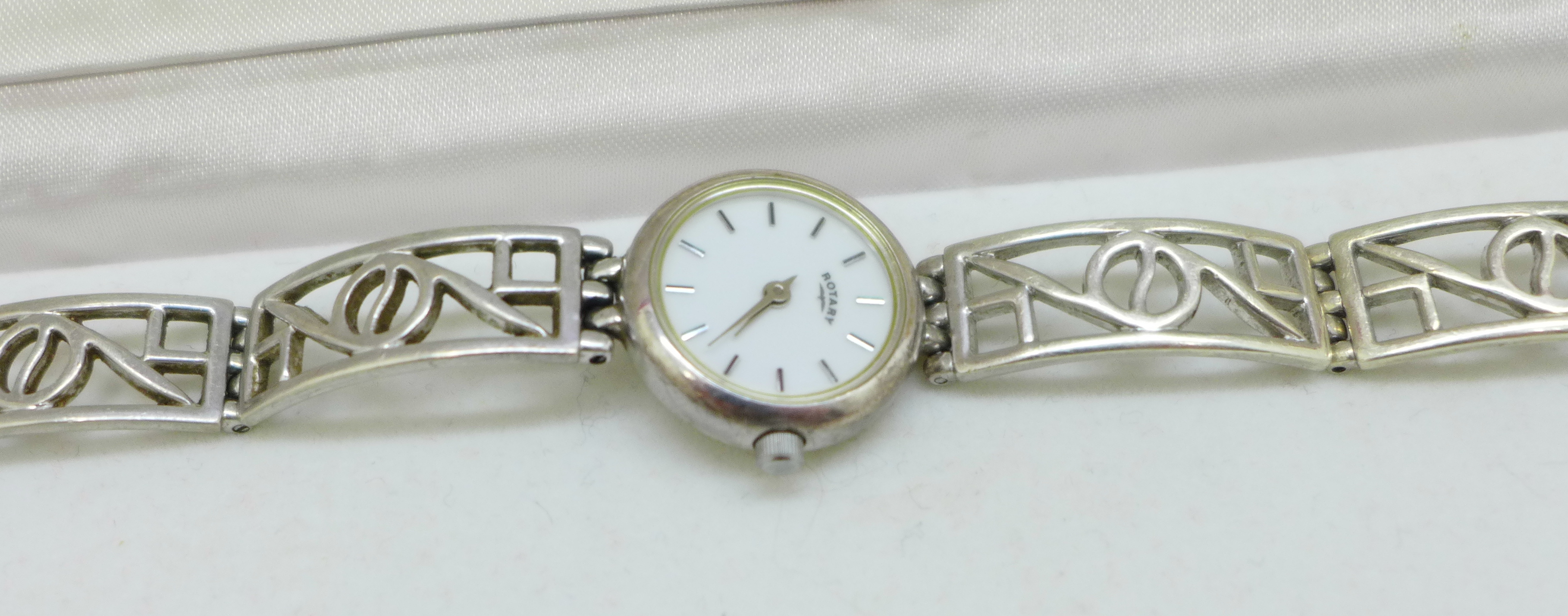A lady's silver Rotary wristwatch and matching bracelet, six silver rings and other jewellery - Image 2 of 3
