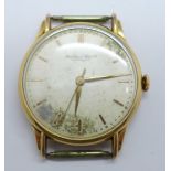 An 18ct gold International Watch Company Schaffhausen wristwatch, dial a/f, 34mm case
