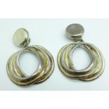 A pair of large .925 silver clip-on earrings, 33.9g