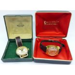 Two wristwatches, Caravelle and Buler, boxed