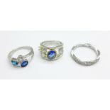Three dress rings, two marked 925