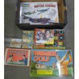 A Revell model aircraft kit, Airfix Infantry sets, boxed and other board games **PLEASE NOTE THIS