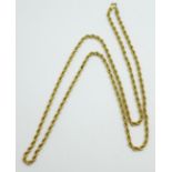 A 9ct gold rope necklace, 7g