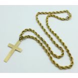 A 9ct gold cross pendant and chain, 5.7g