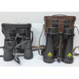 A pair of Barr & Stroud CF41 military issue binoculars, cased and one other pair of binoculars, Mark