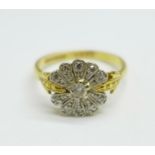 An 18ct gold and diamond ring, 3.3g, O