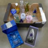 A box of glassware including coloured and lead crystal, some boxed **PLEASE NOTE THIS LOT IS NOT