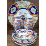 A collection of Chinese Imari porcelain dating from the 19th Century including a pair of vases,