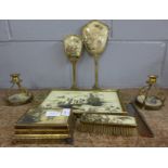 A gilt metal dressing table set **PLEASE NOTE THIS LOT IS NOT ELIGIBLE FOR POSTING AND PACKING**