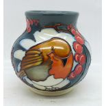 A Moorcroft vase, Brave Sir Robin, 914/3, designed by Vicky Lovatt, part of the Christmas