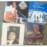 An Elvis Presley Greatest Hits box set, and other LP records, Buddy Holly, Stevie Wonder, Rod