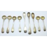 A collection of silver condiment spoons, 19th Century, 109g