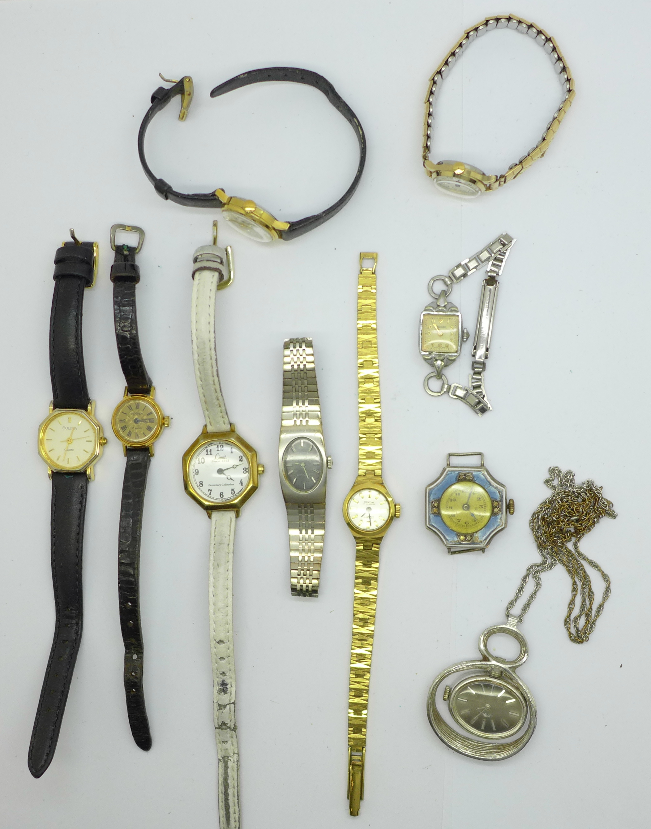 Lady's mechanical wristwatches, Tissot, Rotary, Bulova and Montine, etc.