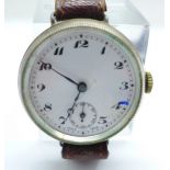 A silver cased Buren wristwatch, London import mark for 1930, 32mm case