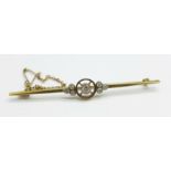 An Art Deco seven stone diamond brooch, tests as 9ct gold, 4.5g