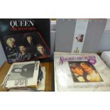 A collection of LP records and 7" singles including Queen, Human League, Erasure, Thompson Twins and