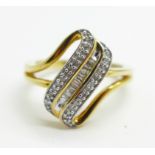 A silver gilt, 35 stone diamond ring, O