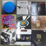 A collection of twenty-one LP records mainly rock including Status Quo box set, Thin Lizzy, Queen,