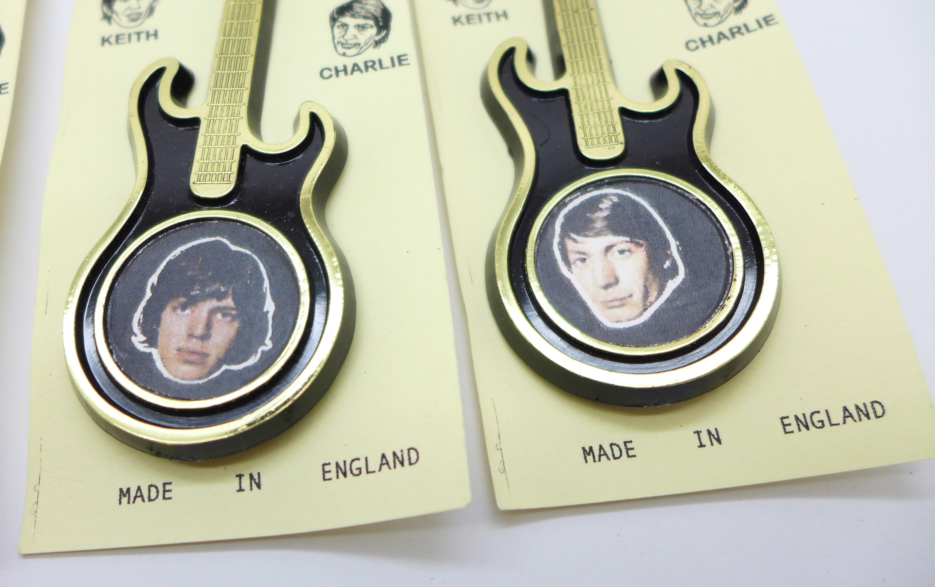 A set of five Rolling Stones guitar brooches on card - Image 2 of 3