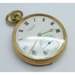A 9ct gold cased pocket watch, the dial marked Russells Ltd., 18 Church Street, Liverpool, total
