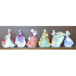 Six Royal Doulton figures, two Rachel, one a/f, Autumn Breezes, second, Betsy, Ann and Sweet Anne