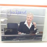 Autographs; file of autographed items including film stars (Judi Dench), politics (Douglas Hogg),