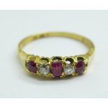 An 18ct gold, ruby and diamond ring, 2.7g, T