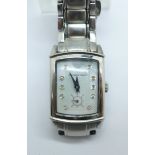 A lady's Emporio Armani diamond, mother of pearl and stainless steel wristwatch
