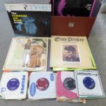 A collection of LP records and 7" singles including Elvis Presley, Cliff Richard and Pat Boone