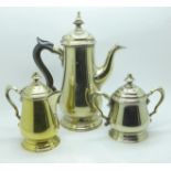 A silver plated three piece coffee service