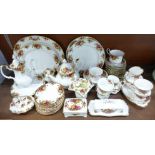 Royal Albert Old Country Roses tea and dinnerwares, including tea pot and coffee pot, 56 items in