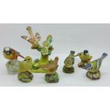 Five Royal Worcester bird figures, two a/f, and two other bird figures, one a/f