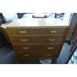 An oak chest of drawers