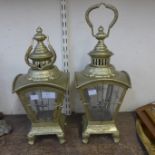 A pair of gilt metal lanterns