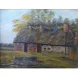 English School, Cottages - Wilford, oil on board, 17 x 22cms, framed