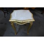 A French style gilt wood and marble topped jardiniere stand