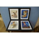 A set of four Gil Elvgren prints, framed