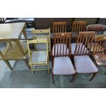 A set of four H.J. Berry beech dining chairs and two folding chairs