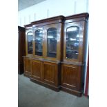 A Victorian mahogany breakfront library bookcase, 210cms h, 240cms w, 56cms d
