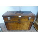 A small mahogany fitted engineer's chest with contents