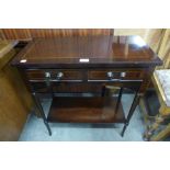 An inlaid mahogany two drawer side table