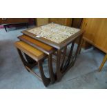 A G-Plan Fresco teak and tiled top nest of tables