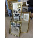 Three gilt framed mirrors