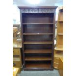 An oak open bookcase