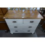 A painted pine chest of drawers