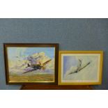 Two Spitfire studies, oil and watercolour