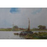 Henry John Yeend King, Norfolk Broads, watercolour, 22 x 33cms, framed