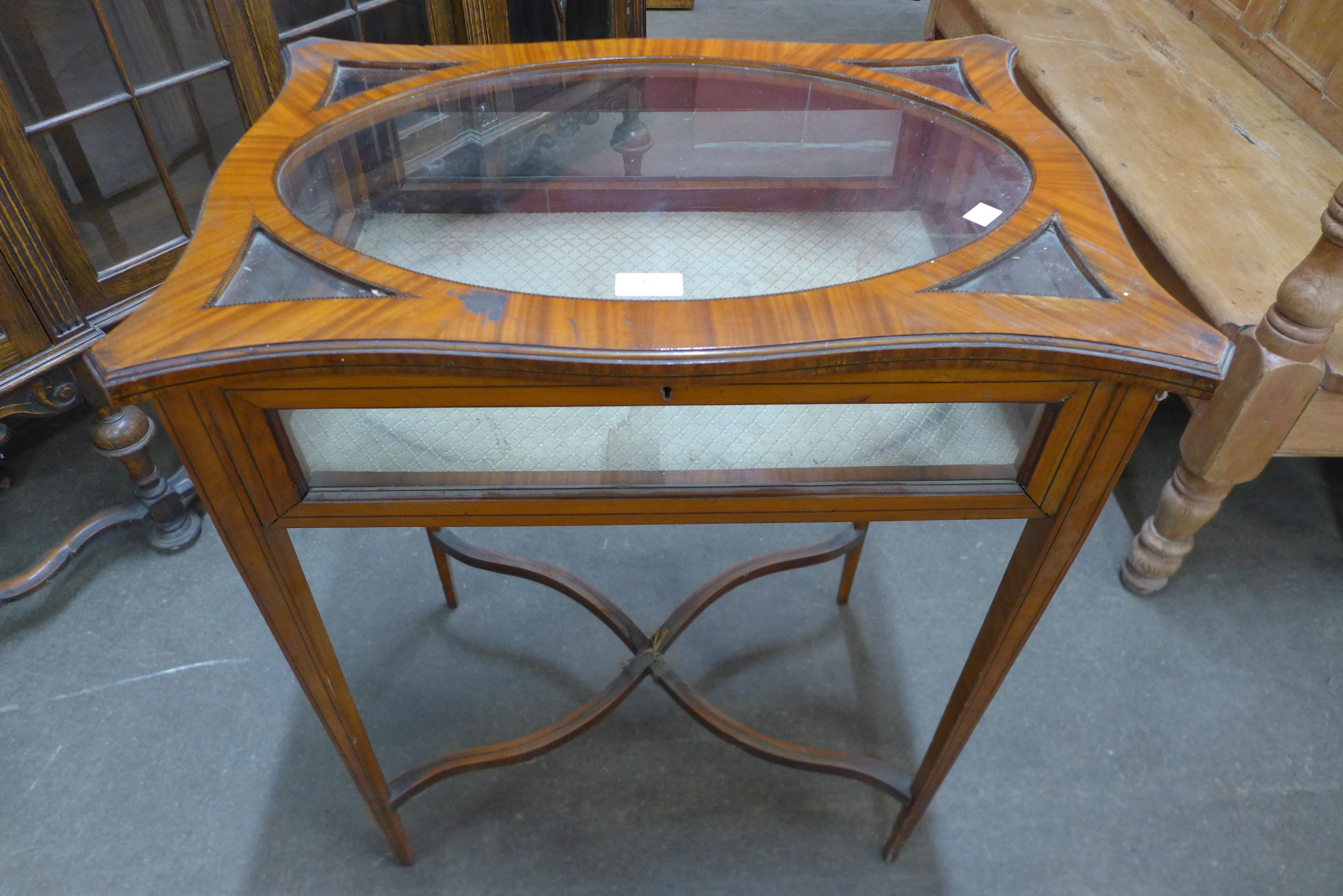 A Victorian Sheraton Revival satinwood bijouterie table